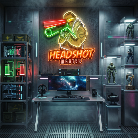 Headshot Master Gaming LED Neon Sign Light Pop Art