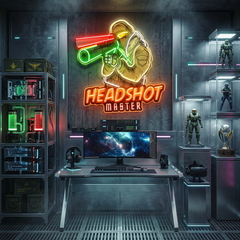 Headshot Master Gaming LED Neon Sign Light Pop Art