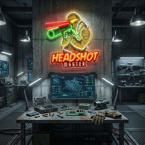 Headshot Master Gaming LED Neon Sign Light Pop Art