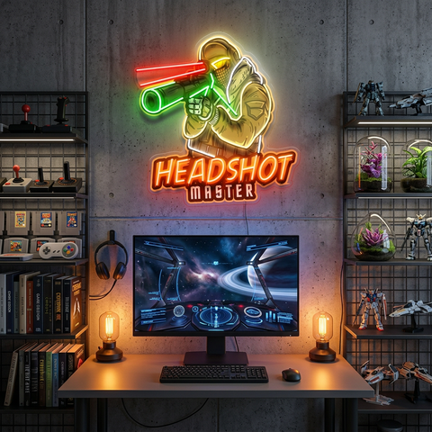 Headshot Master Gaming LED Neon Sign Light Pop Art
