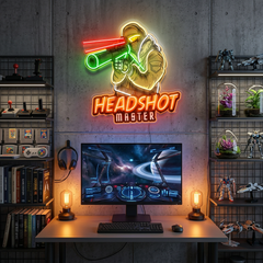 Headshot Master Gaming LED Neon Sign Light Pop Art