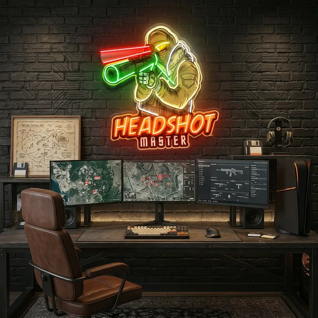 Headshot Master Gaming LED Neon Sign Light Pop Art