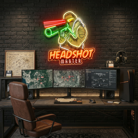 Headshot Master Gaming LED Neon Sign Light Pop Art