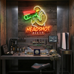 Headshot Master Gaming LED Neon Sign Light Pop Art