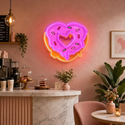 Heart Shaped Donut LED Neon Sign Light Pop Art