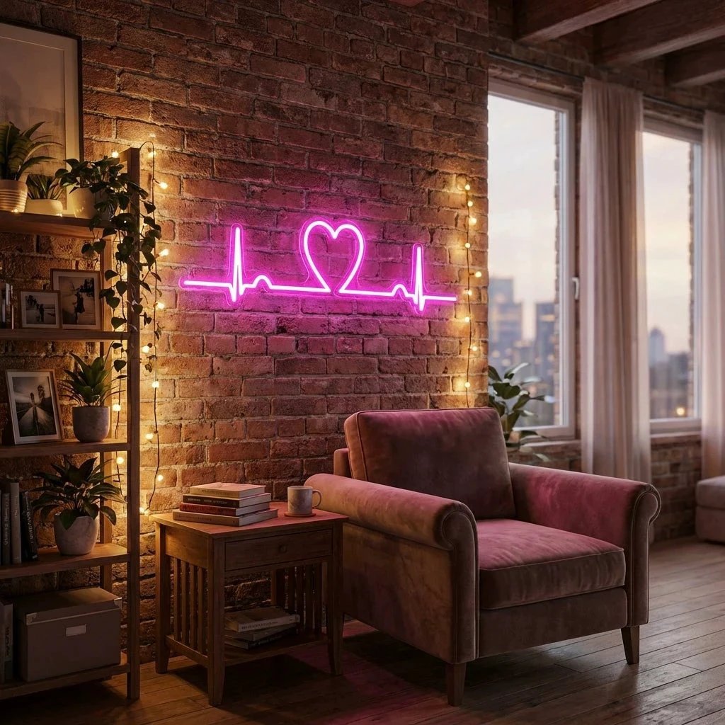 Heart Beat Led Neon Sign Light