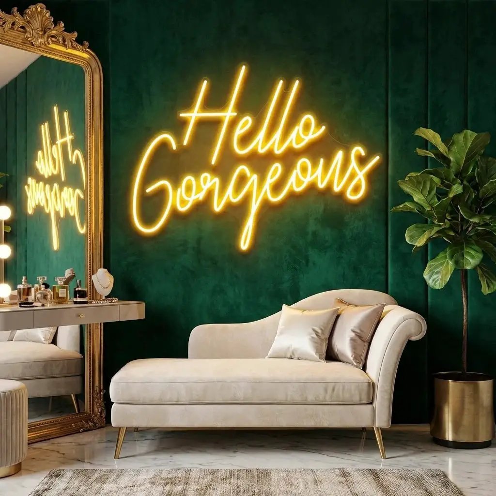 Hello Gorgeous Led Neon Sign Light – Orange