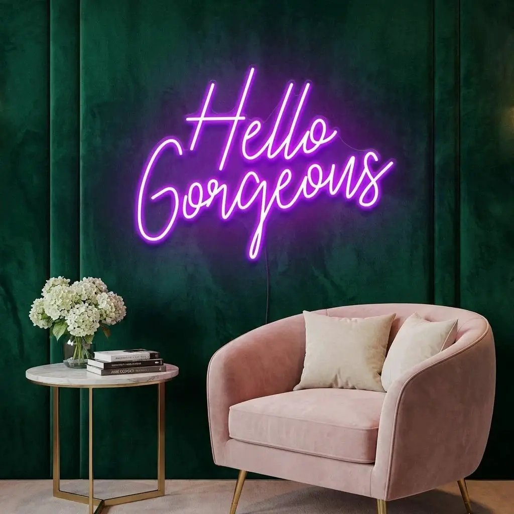 Hello Gorgeous Led Neon Sign Light – Violet – view 32
