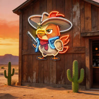 Hen As A Cowboy LED Neon Sign Light Pop Art