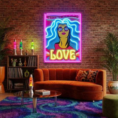 Hippie Girl Pop Art Led Neon Sign Light