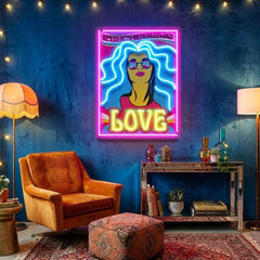 Hippie Girl Pop Art Led Neon Sign Light