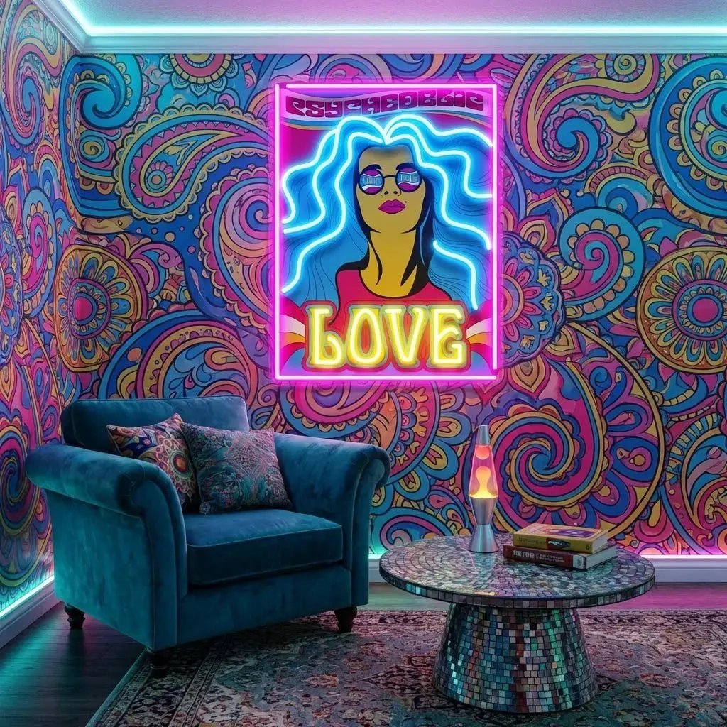 Hippie Girl Pop Art Led Neon Sign Light