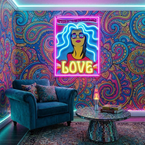 Hippie Girl Pop Art Led Neon Sign Light
