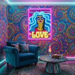 Hippie Girl Pop Art Led Neon Sign Light