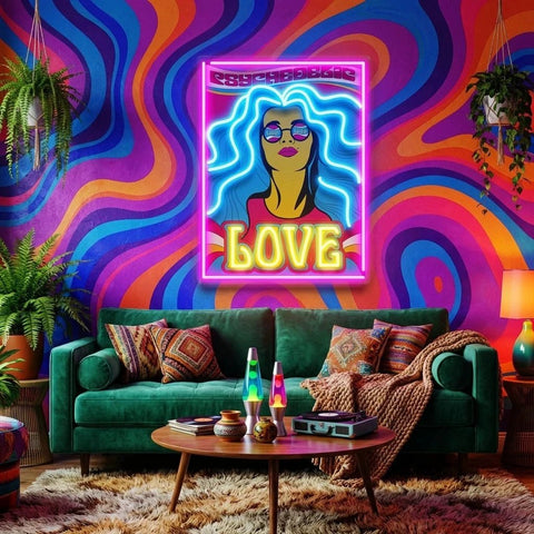 Hippie Girl Pop Art Led Neon Sign Light