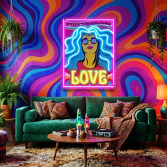 Hippie Girl Pop Art Led Neon Sign Light