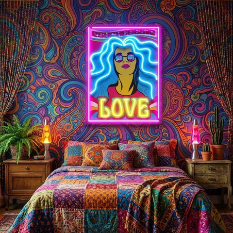 Hippie Girl Pop Art Led Neon Sign Light