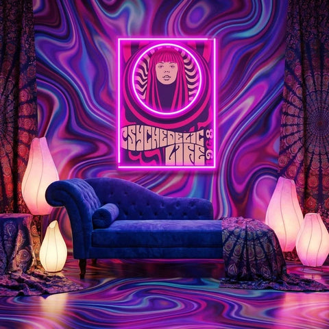 Hippie Woman Psychedelic Pop Art Led Neon Sign Light