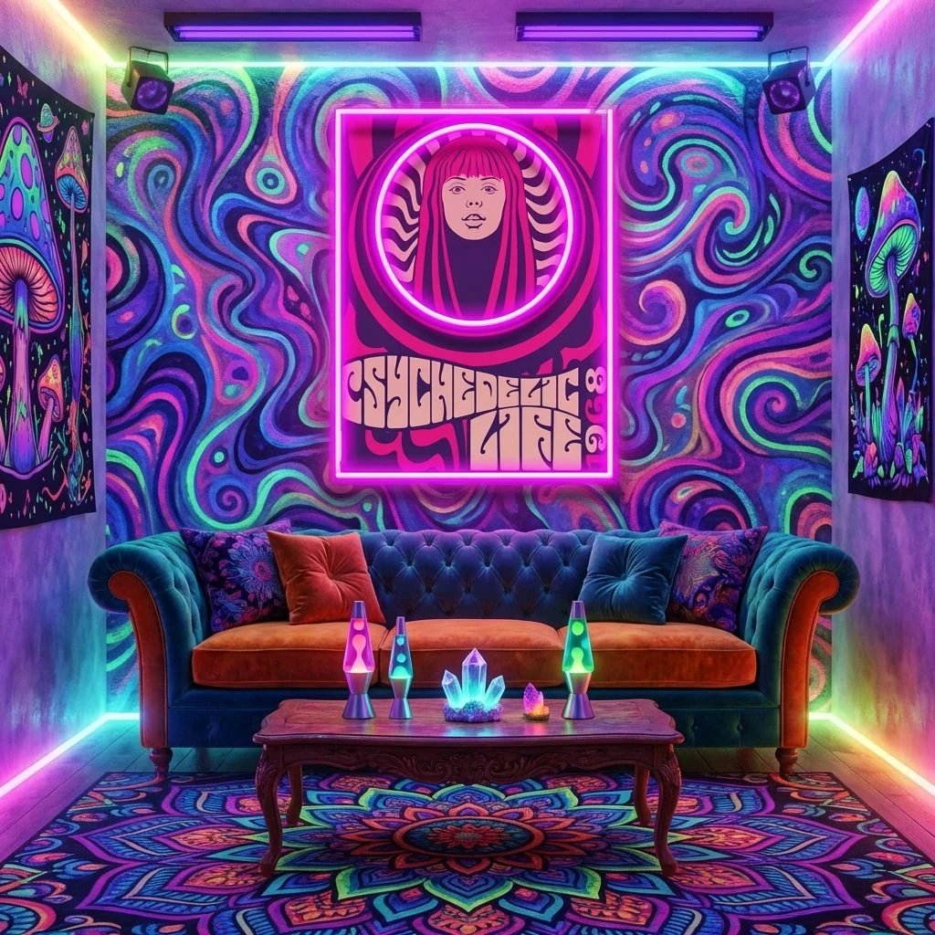 Hippie Woman Psychedelic Pop Art Led Neon Sign Light