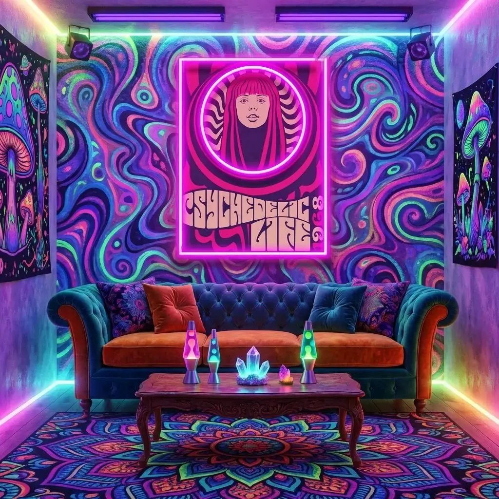 Hippie Woman Psychedelic Pop Art Led Neon Sign Light