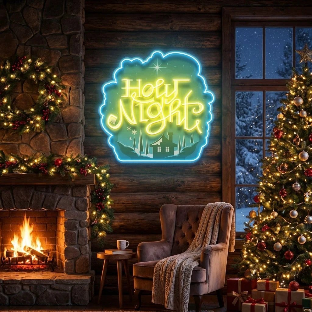 Holy Night Xmas Acrylic Artwork Led Neon Sign Light