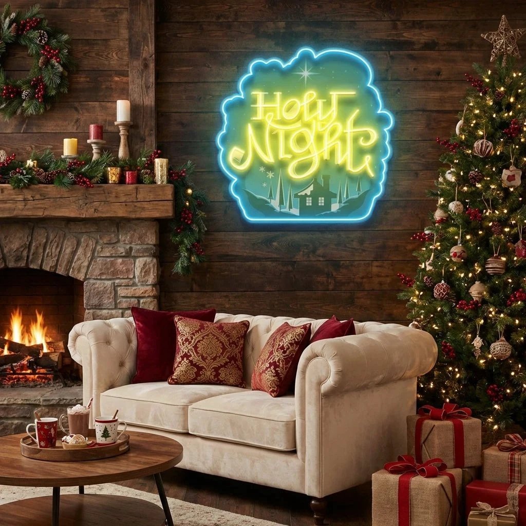 Holy Night Xmas Acrylic Artwork Led Neon Sign Light
