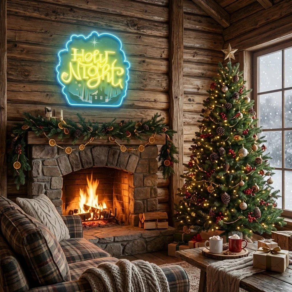 Holy Night Xmas Acrylic Artwork Led Neon Sign Light