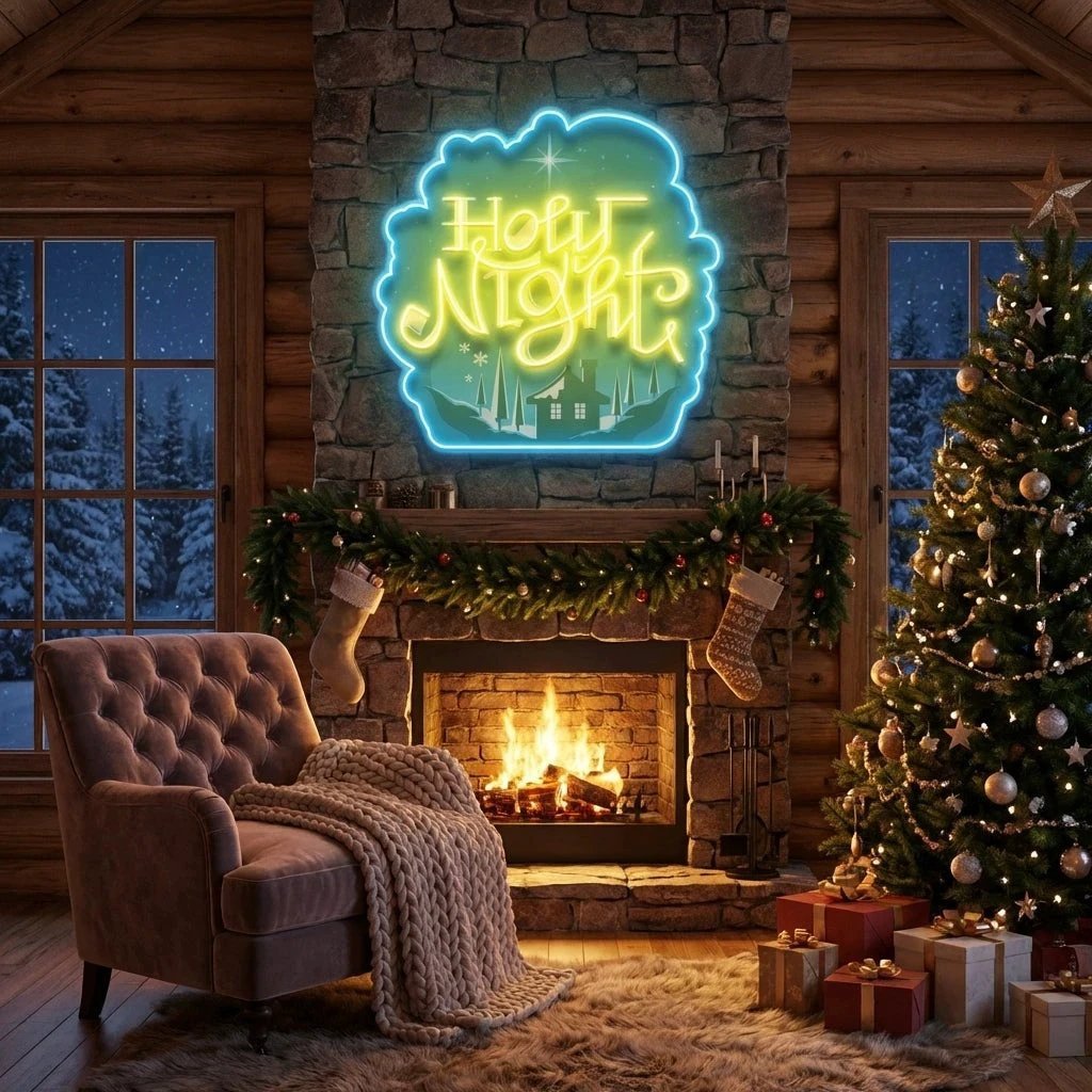 Holy Night Xmas Acrylic Artwork Led Neon Sign Light