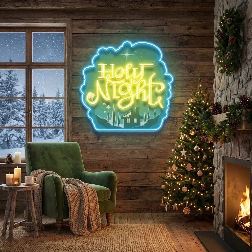 Holy Night Xmas Acrylic Artwork Led Neon Sign Light