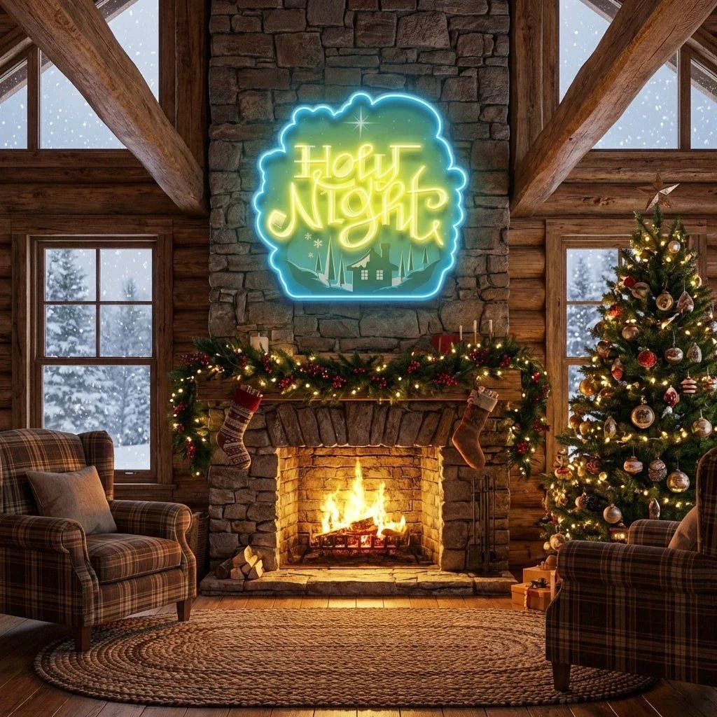 Holy Night Xmas Acrylic Artwork Led Neon Sign Light