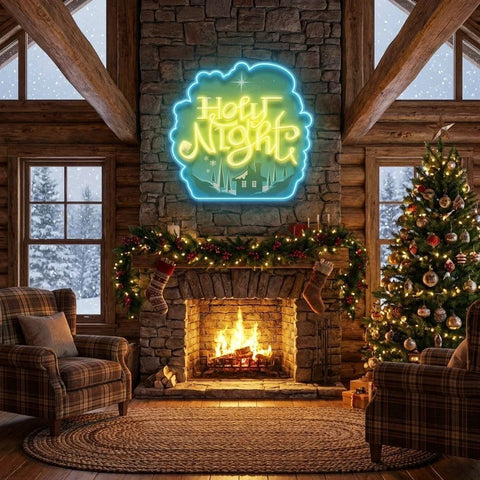 Holy Night Xmas Acrylic Artwork Led Neon Sign Light