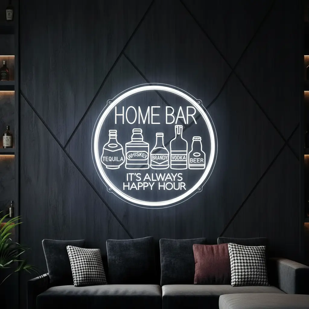 Neon Bar Sign Pub Beer Wine Wall Art Decor Sign