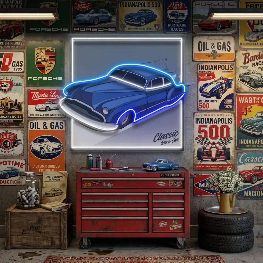 Hot Rod Racer LED Neon Sign Light Pop Art