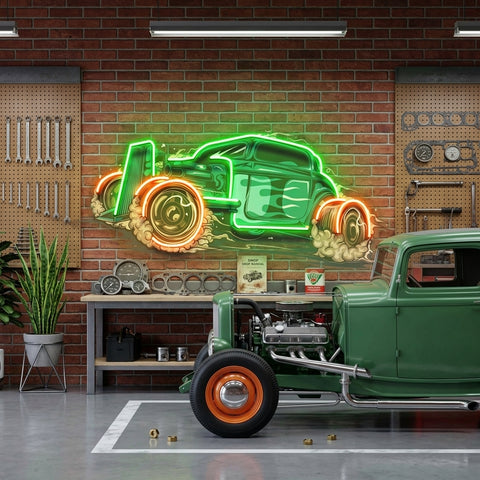 Hotrod Car LED Neon Sign Light Pop Art