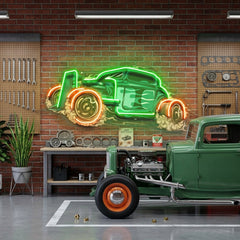 Hotrod Car LED Neon Sign Light Pop Art