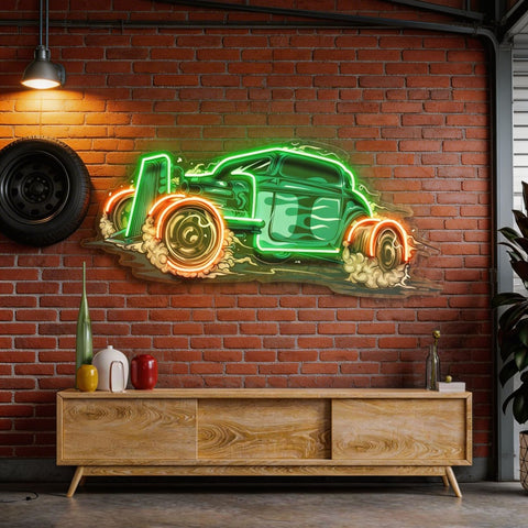 Hotrod Car LED Neon Sign Light Pop Art
