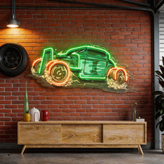 Hotrod Car LED Neon Sign Light Pop Art