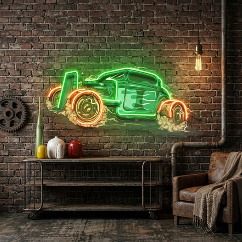 Hotrod Car LED Neon Sign Light Pop Art