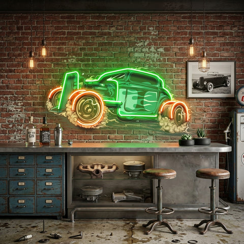 Hotrod Car LED Neon Sign Light Pop Art