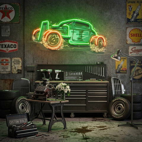 Hotrod Car LED Neon Sign Light Pop Art