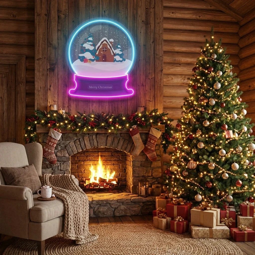 House Scene Globe Art Work Led Neon Sign Light