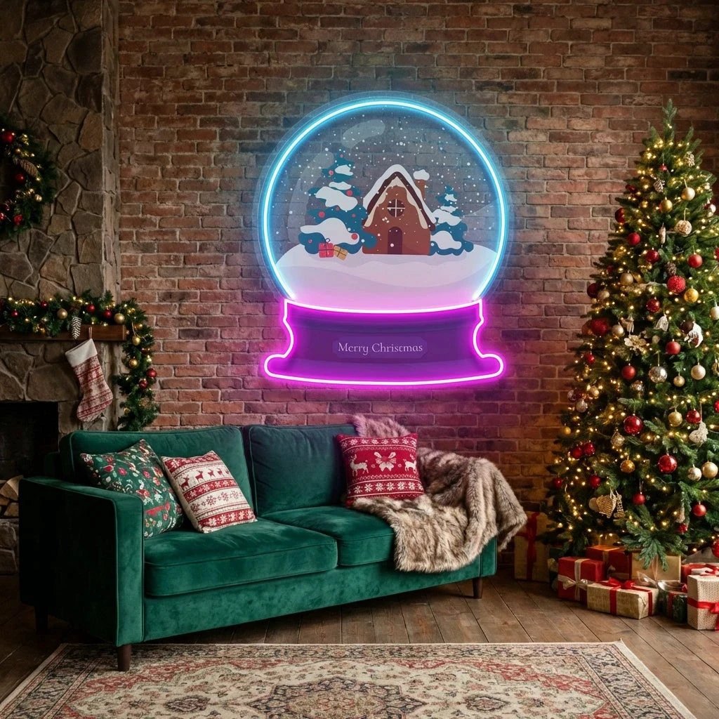 House Scene Globe Art Work Led Neon Sign Light