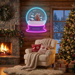House Scene Globe Art Work Led Neon Sign Light