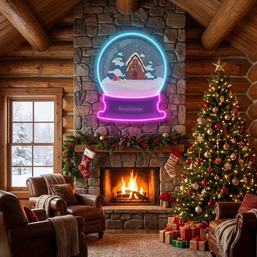 House Scene Globe Art Work Led Neon Sign Light