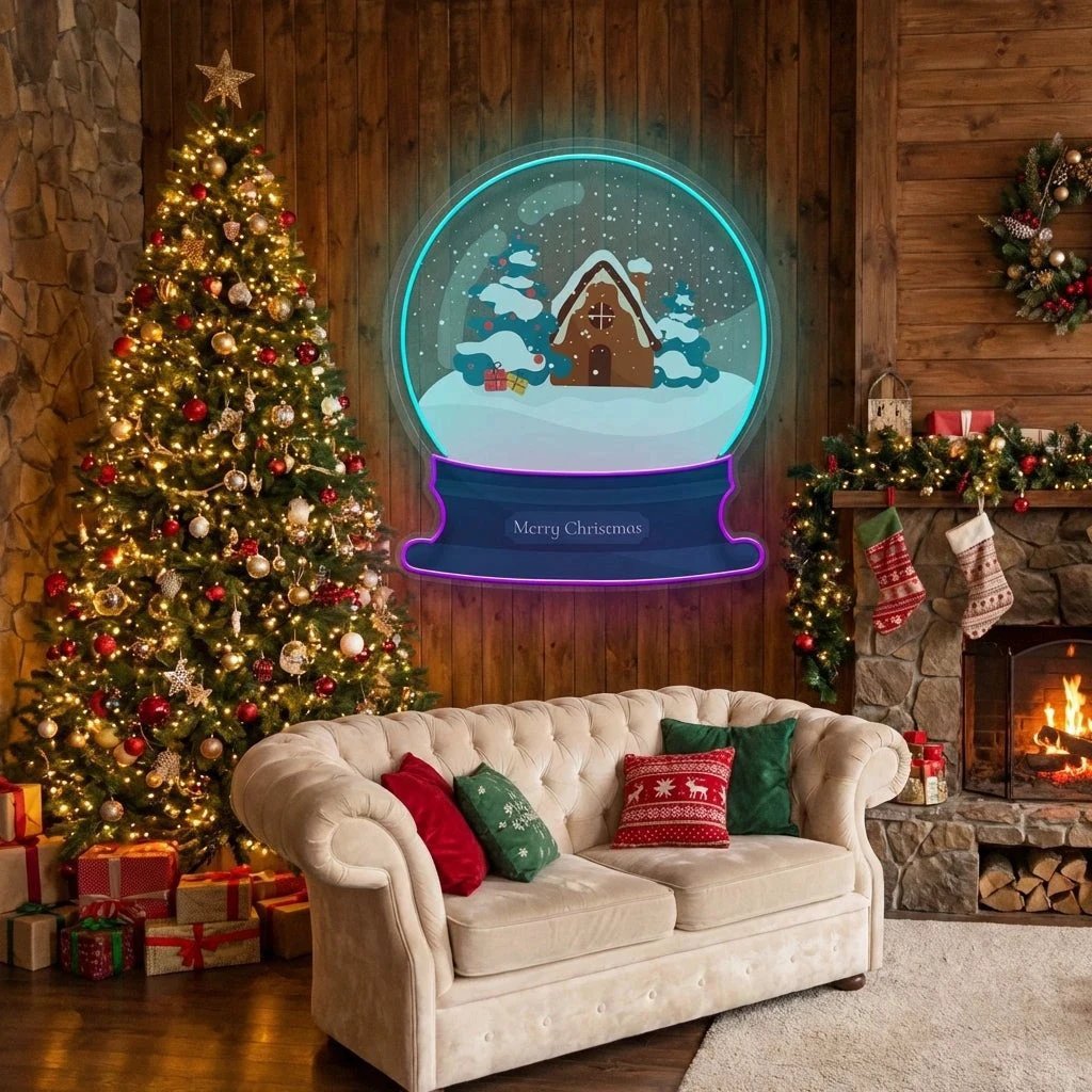 House Scene Globe Art Work Led Neon Sign Light