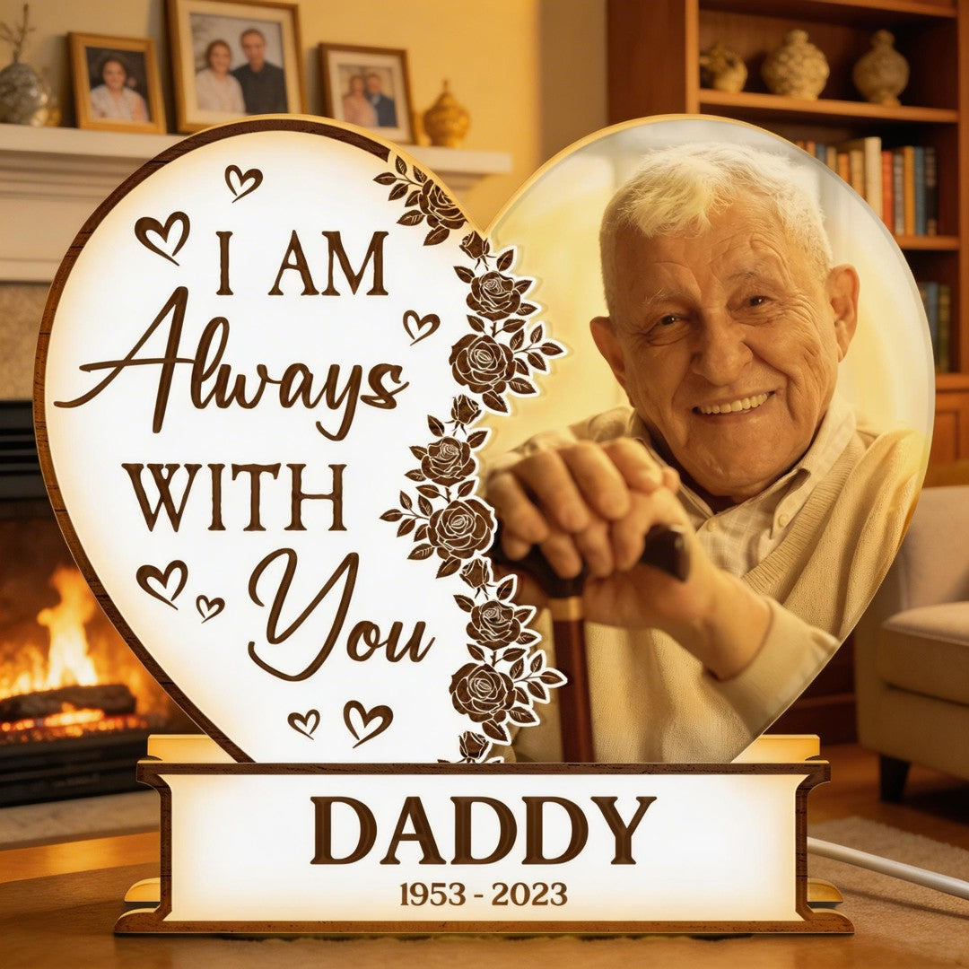 I Am Always With You Heart-Shaped - Personalized Photo Light Box