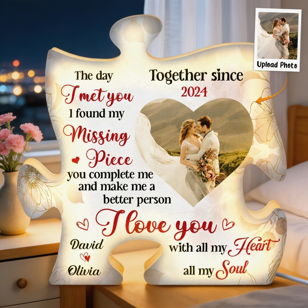 I Love You With All My Heart All My Soul - Personalized Photo Light Box