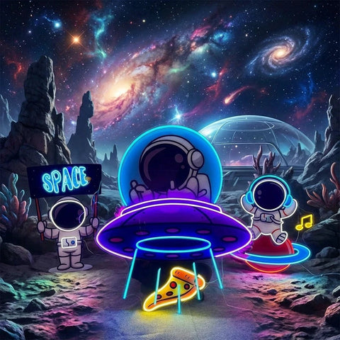 UFOs Astronaut Art work Led Neon Sign Light