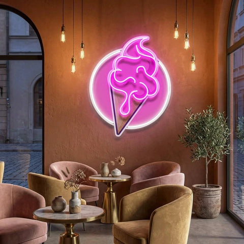 Ice Cream Cartoon Cute Artwork Led Neon Sign Light