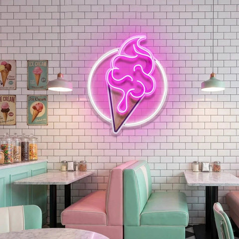 Ice Cream Cartoon Cute Artwork Led Neon Sign Light